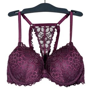 PINK VICTORIA SECRET Lacy Date Front Closure Racerback Bra
